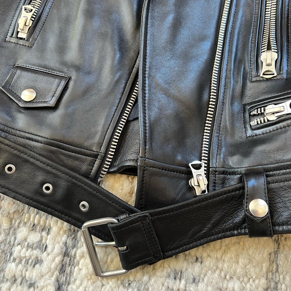 Acne Studios Black Leather Biker Jacket View 3